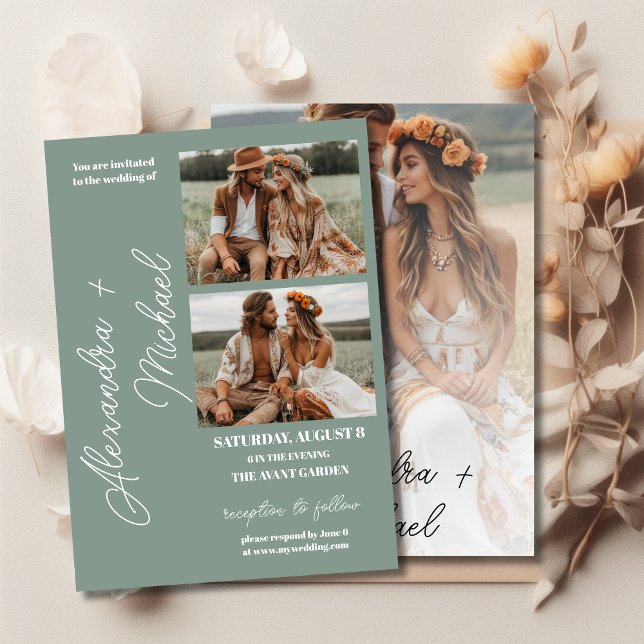Invitación Boda de fotografía de superposición mínima de colo (Subido por el creador)