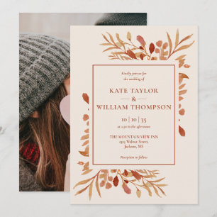 Invitación Boda de fotografía de Terracotta en otoño ruso