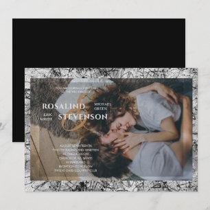 Invitación Boda de fotografía de textura ornamental en blanco