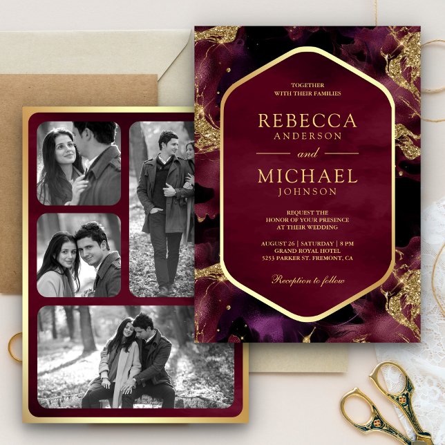 Invitación Boda de fotografía de tinta fluida para el resumen (Subido por el creador)