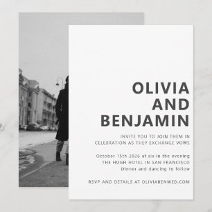 Invitación Boda de fotografía de tipografía negrita blanca mo