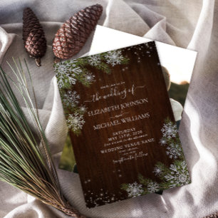 Invitación Boda de fotografía de Wood de Snowflake de plata d