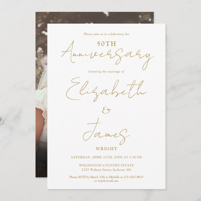 Invitación Boda de fotografía del 50 aniversario del Boda de  (Anverso / Reverso)