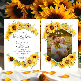 Invitación Boda de fotografía del otoño del girasol en amor