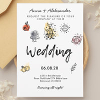 Boda de fotografía divertida con dibujos de la man