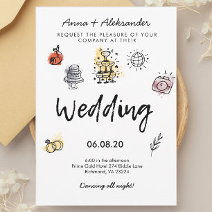 Invitación Boda de fotografía divertida con dibujos de la man