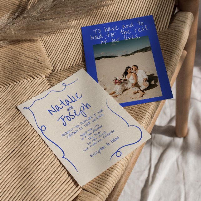 Invitación Boda de fotografía divertida moderna dibujada a ma (Subido por el creador)