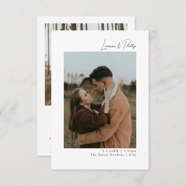 Invitación Boda de fotografía doble elegante (Anverso / Reverso)