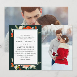 Invitación Boda de fotografía elegante con flores rojas