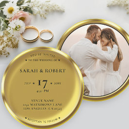 Invitación Boda de fotografía elegante de moneda de oro
