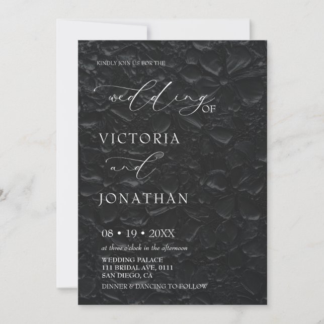 Invitación Boda de fotografía elegante del clásico blanco y n (Anverso)