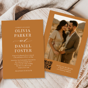 Invitación Boda de fotografía elegante del código QR del cobr