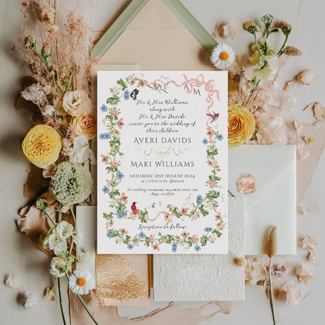 Invitación Boda de fotografía elegante del Flora Bow Garden (Subido por el creador)