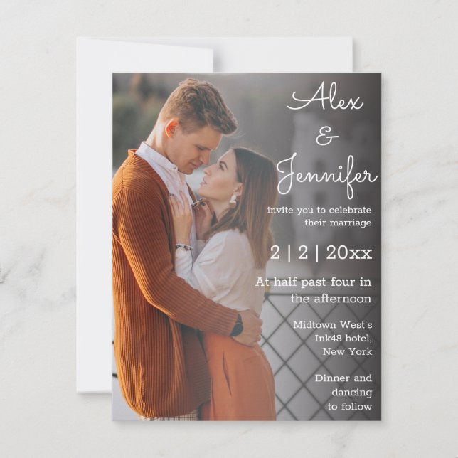 Invitación boda de fotografía elegante, sencillo y moderno (Anverso)