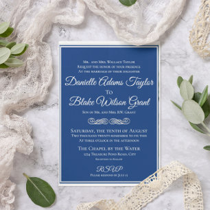 Invitación Boda de fotografía elegante, tradicional de la Mar