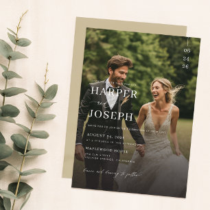 Invitación Boda de fotografía elegante y simple con código QR