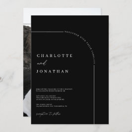 Invitación Boda de fotografía en arco moderno negro y blanco