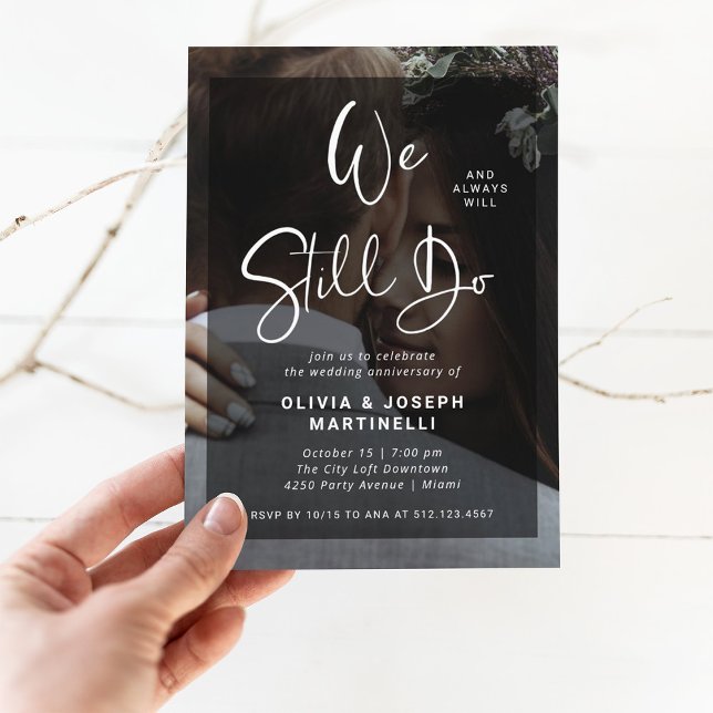 Invitación Boda de fotografía en blanco y negro promete renov (Subido por el creador)