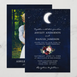 Invitación Boda de fotografía floral celestial de Luna y Estr