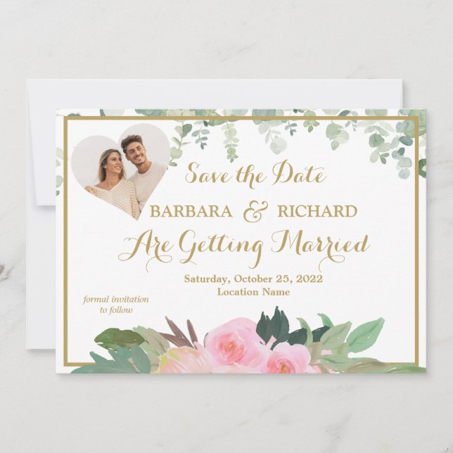 Invitación BODA de fotografía floral rosa rosa rosa CLASSIC S (Anverso)
