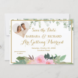 Invitación BODA de fotografía floral rosa rosa rosa CLASSIC S