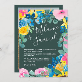 Invitación Boda de fotografía floral verde ruidoso y audaz ve