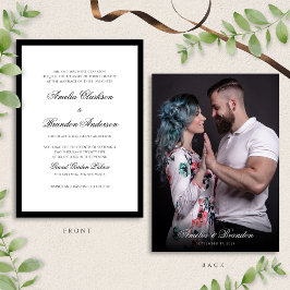 Invitación Boda de fotografía formal clásica en blanco y negr