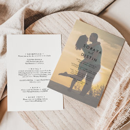 Invitación Boda de fotografía formal de caligrafía posterior 