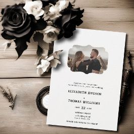 Invitación Boda de fotografía formal de color blanco negro oc