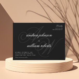 Invitación Boda de fotografía formal elegante monograma clási