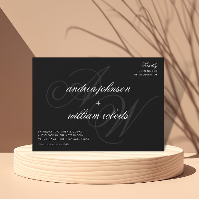 Invitación Boda de fotografía formal elegante monograma clási (Subido por el creador)