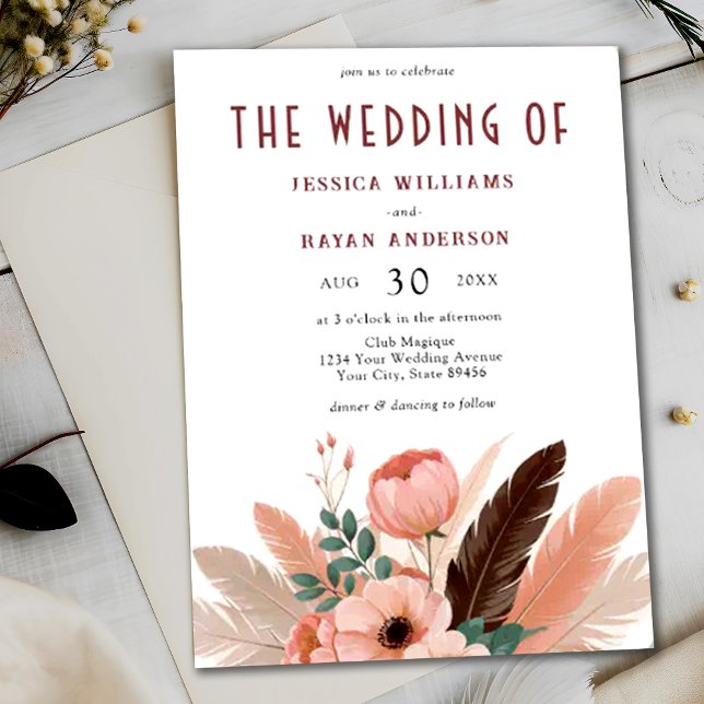 Invitación Boda de fotografía fotográfica de Boho Pampas (Subido por el creador)