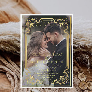 Invitación Boda de fotografía Gold Modern Classic