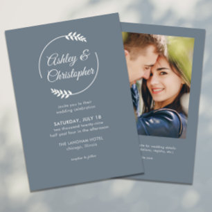 Invitación Boda de fotografía gris de pizarra del marco de fo