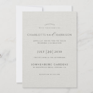 Invitación Boda de fotografía Linen Grabado en relieve Minima