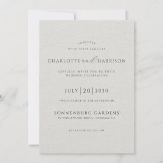 Invitación Boda de fotografía Linen Grabado en relieve Minima