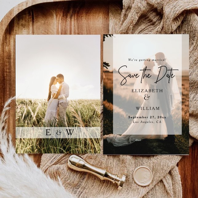 Invitación Boda de fotografía mínima moderna de sobregiro sal (Subido por el creador)