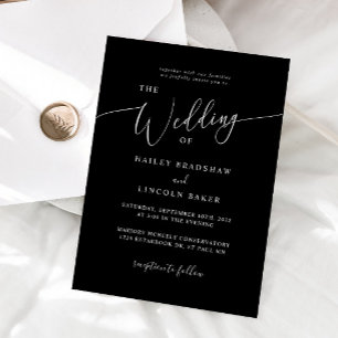 Invitación Boda de fotografía minimal de Black Modern