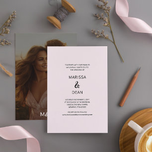 Invitación Boda de fotografía Minimalista con escritura moder