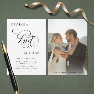 Invitación Boda de fotografía minimalista con guión lujoso