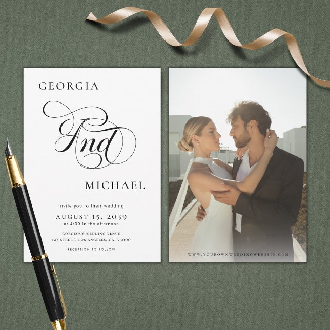 Invitación Boda de fotografía minimalista con guión lujoso (Subido por el creador)