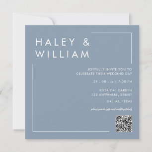 Invitación Boda de fotografía Minimalista Dusty Azul moderno