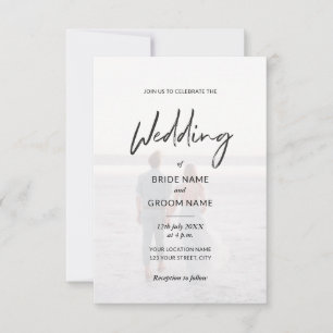 Invitación Boda de fotografía minimalista elegante en blanco