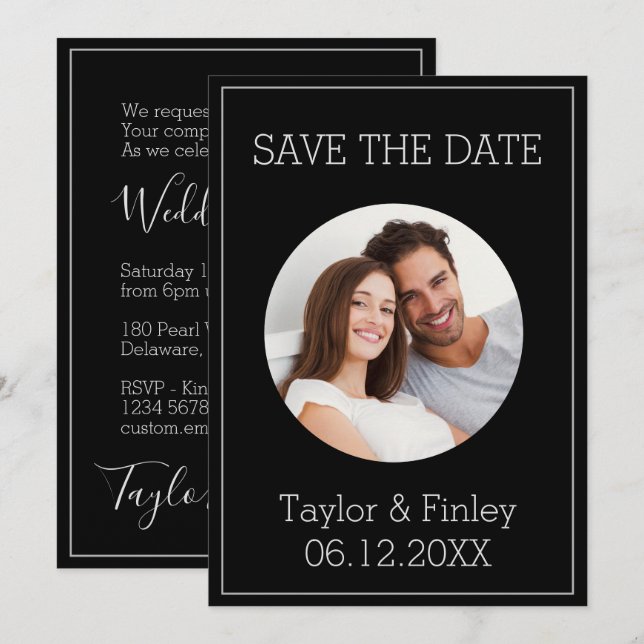 Invitación Boda de fotografía minimalista elegante y simple (Anverso / Reverso)