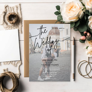 Invitación Boda de fotografía Minimalista moderna en blanco y