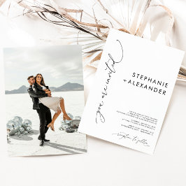 Invitación Boda de fotografía Minimalista moderna en blanco y