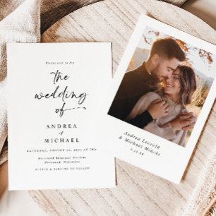 Invitación Boda de fotografía Minimalista moderna para escrit