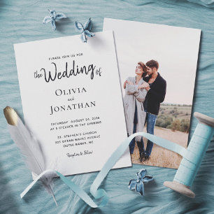 Invitación Boda de fotografía Minimalista moderno con guión d