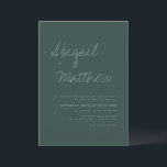 Invitación Boda de fotografía Minimalista simple y verde esme<br><div class="desc">Personalice esta invitación estilo Boho Simple Elegant Emerald Green y Sage con su mensaje y detalles con una elegante foto en la parte trasera. Esta invitación minimalista incluye una elegante tipografía manuscrita con un color moderno para la celebración especial del Día de la Boda.</div>