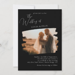 Invitación Boda de fotografía moderna de color negro